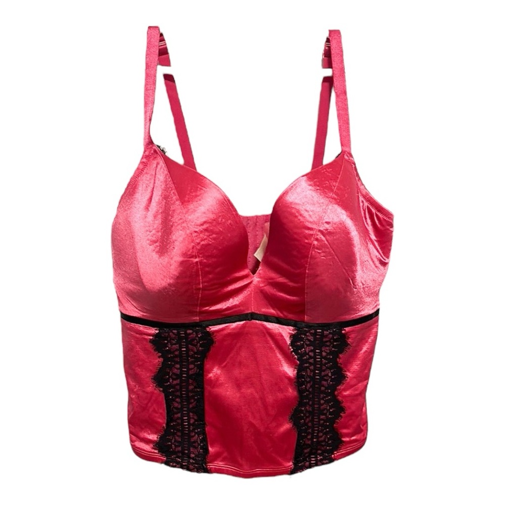 Cacique Pink Lace Trim Lingerie Corset